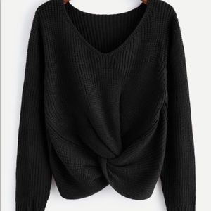Black knotted detail sweater